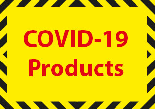 COVID-19 yellow, black and red image sign