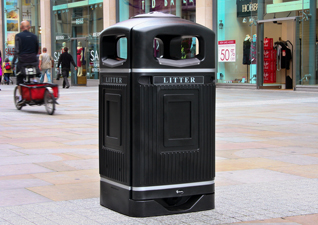 Glasdon Jubilee™ 110 litre outdoor street litter bin in black