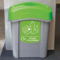 Mixed recycling bin in office