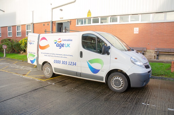 Age UK Lancashire van collecting the donation