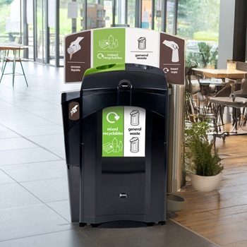 nexus 100 cup recycling in next to stairwell