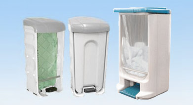 Banner Image - Glasdon Pedal Bins Range with foot pedal in use - BigFoot, Nexus Shuttle & Hippo Pedal Bins