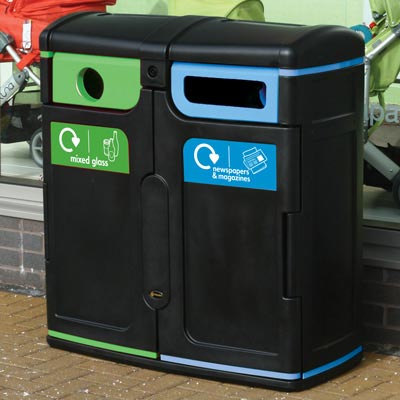 Gemini™ Newspaper & Magazine / Mixed Glass Recycling Bin
