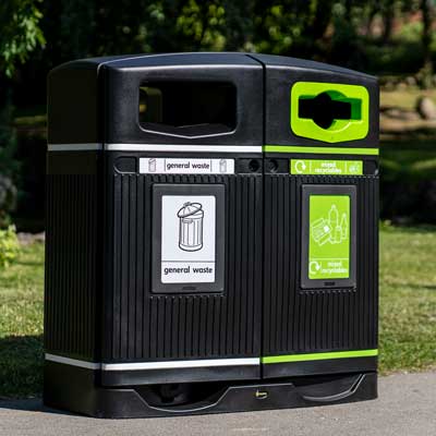 Glasdon Jubilee™ Duo 220 Recycling Bin Litter/General Waste & Mixed Recyclables