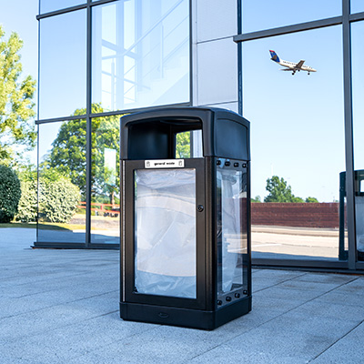 Origin™ Vision 110 Transparent Security Recycling Bin Made from Recycled Materials